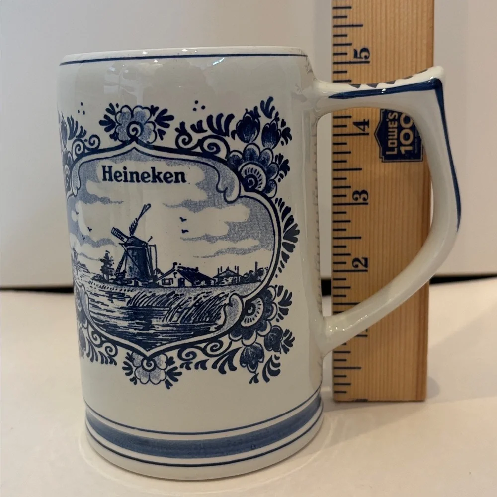 Vintage Heineken Blue Delft's Hand Painted Mug Made in Holland Beer Stein‎